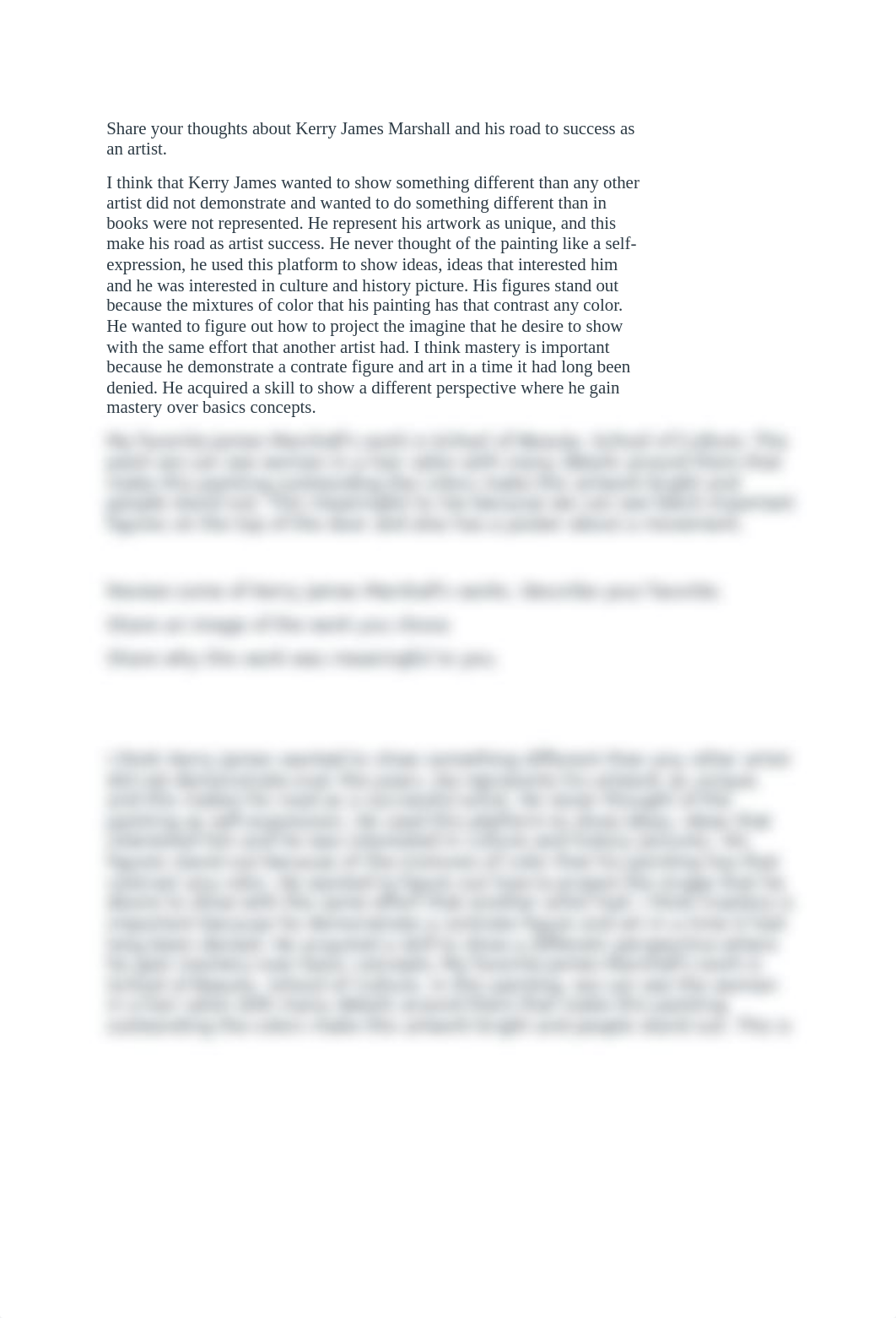 Share your thoughts about Kerry James Marshall and his road to success as an artist.docx_d5jxarqdvqf_page1