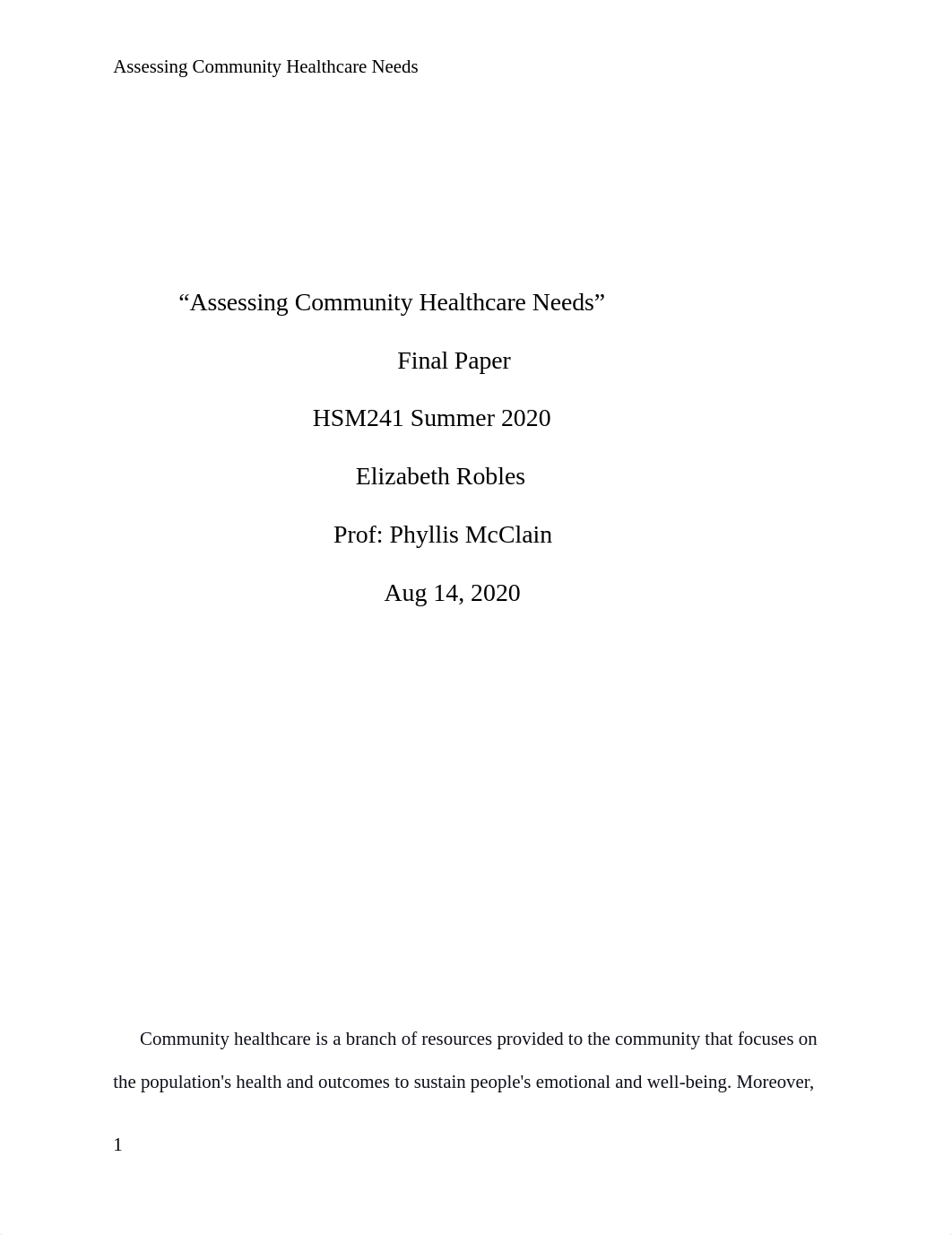 Assessing Community Healthcare Needs Final Draft.docx_d5jy4pdwcrt_page1