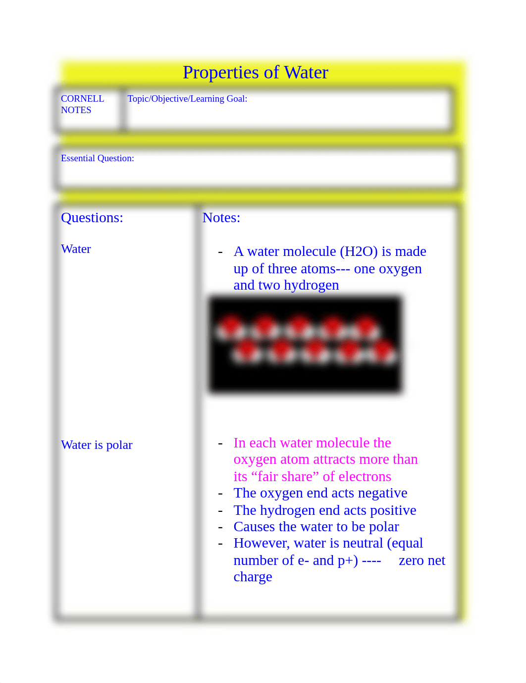 Cornell Notes _Properties of Water.docx_d5k286zqh5x_page1