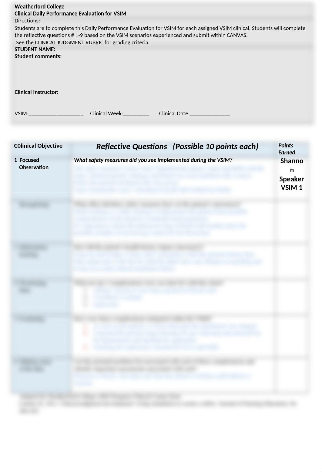 SIMS 1 Lloyd Bennett Clinical Daily Performance Tool Revised for VSIM (1).docx_d5ke5tha4wv_page1