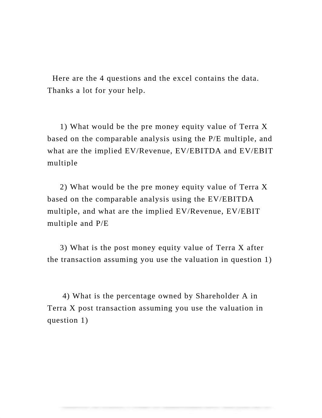 Here are the 4 questions and the excel contains the data. Thank.docx_d5l9cvdi3ty_page2