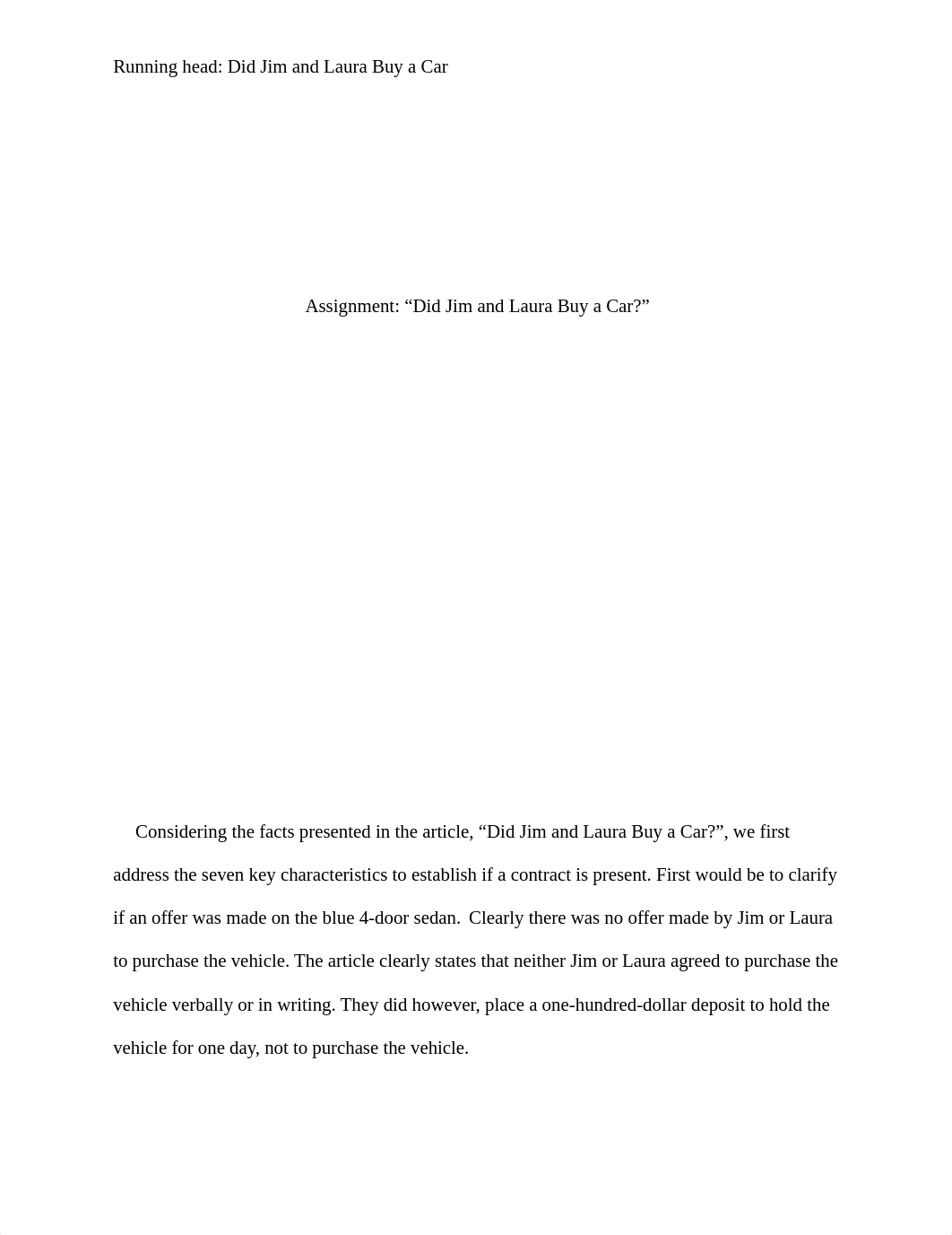 Week 6 Assignment  Business Law Did Jim and Laura Buy a Car.docx_d5lea5m2hks_page1