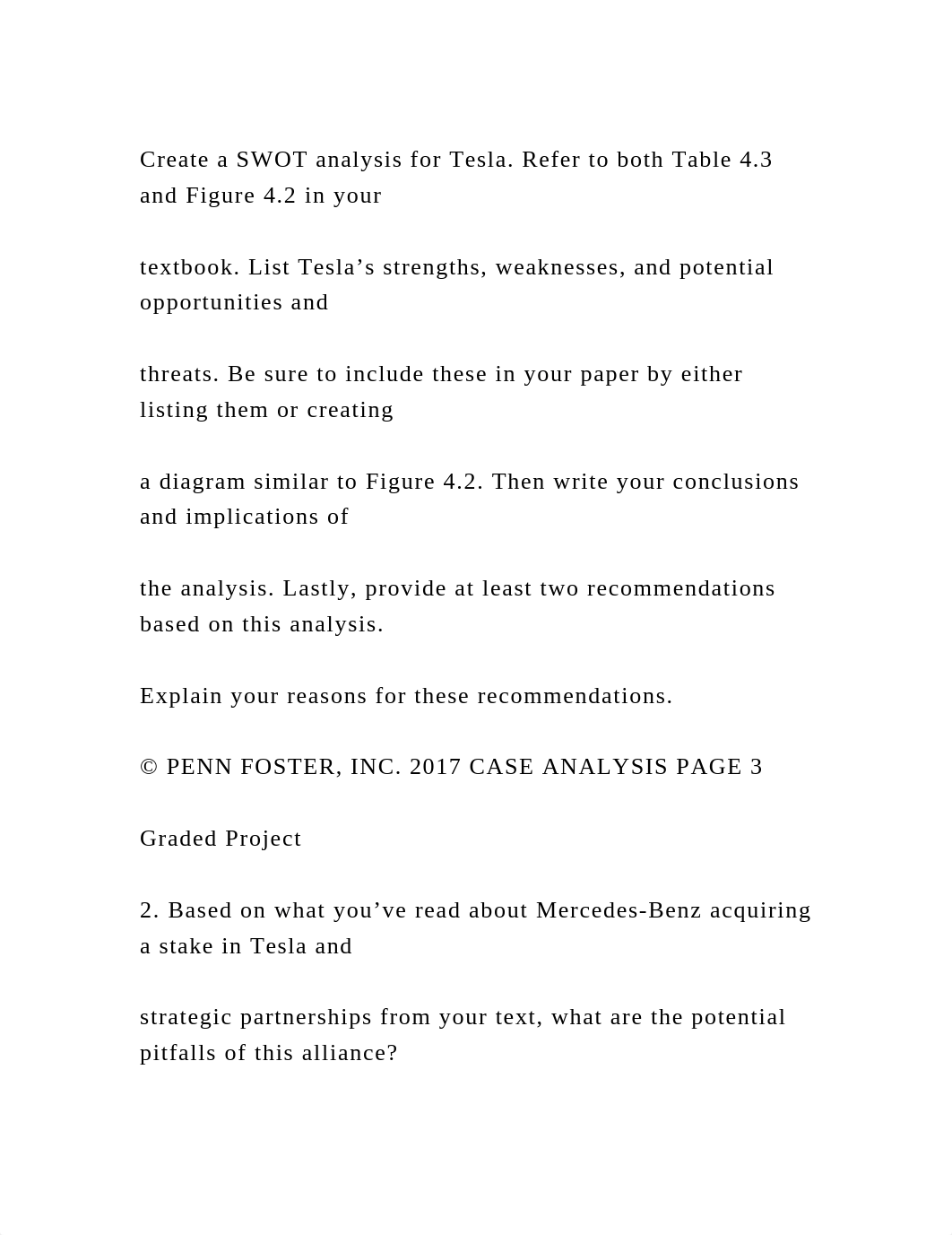 Create a SWOT analysis for Tesla. Refer to both Table 4.3 and Figure.docx_d5ljw5fyb6q_page2