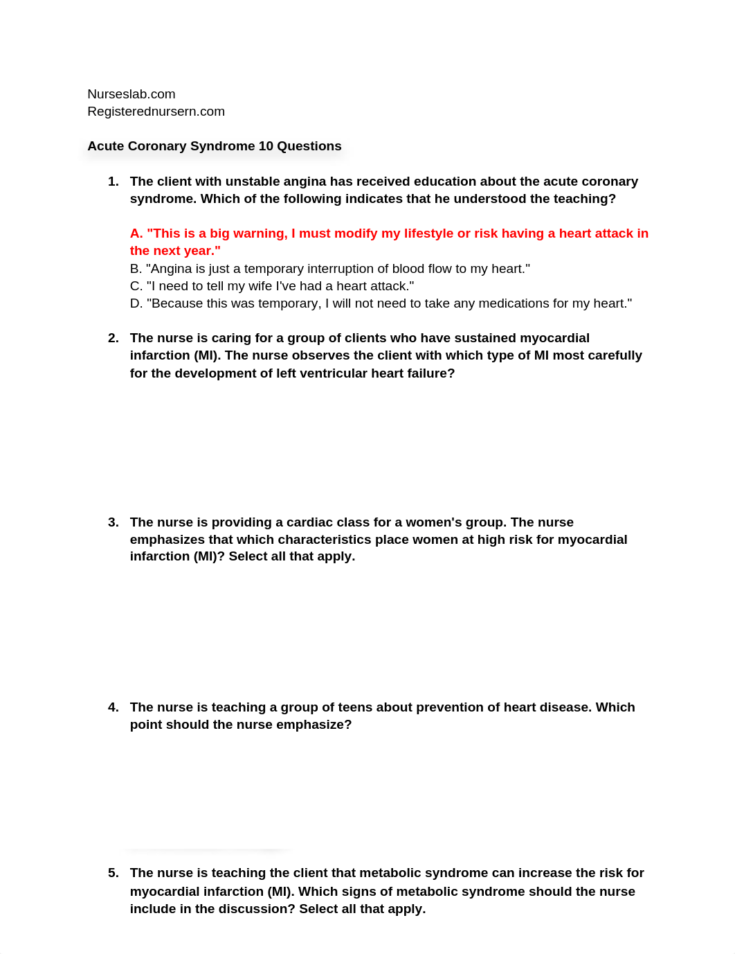 NCLEX_ Acute Coronary Syndrome, Osteoarthritis, Rheumatoid Arthirits, Gout, Lupus.docx_d5m913pde2s_page1