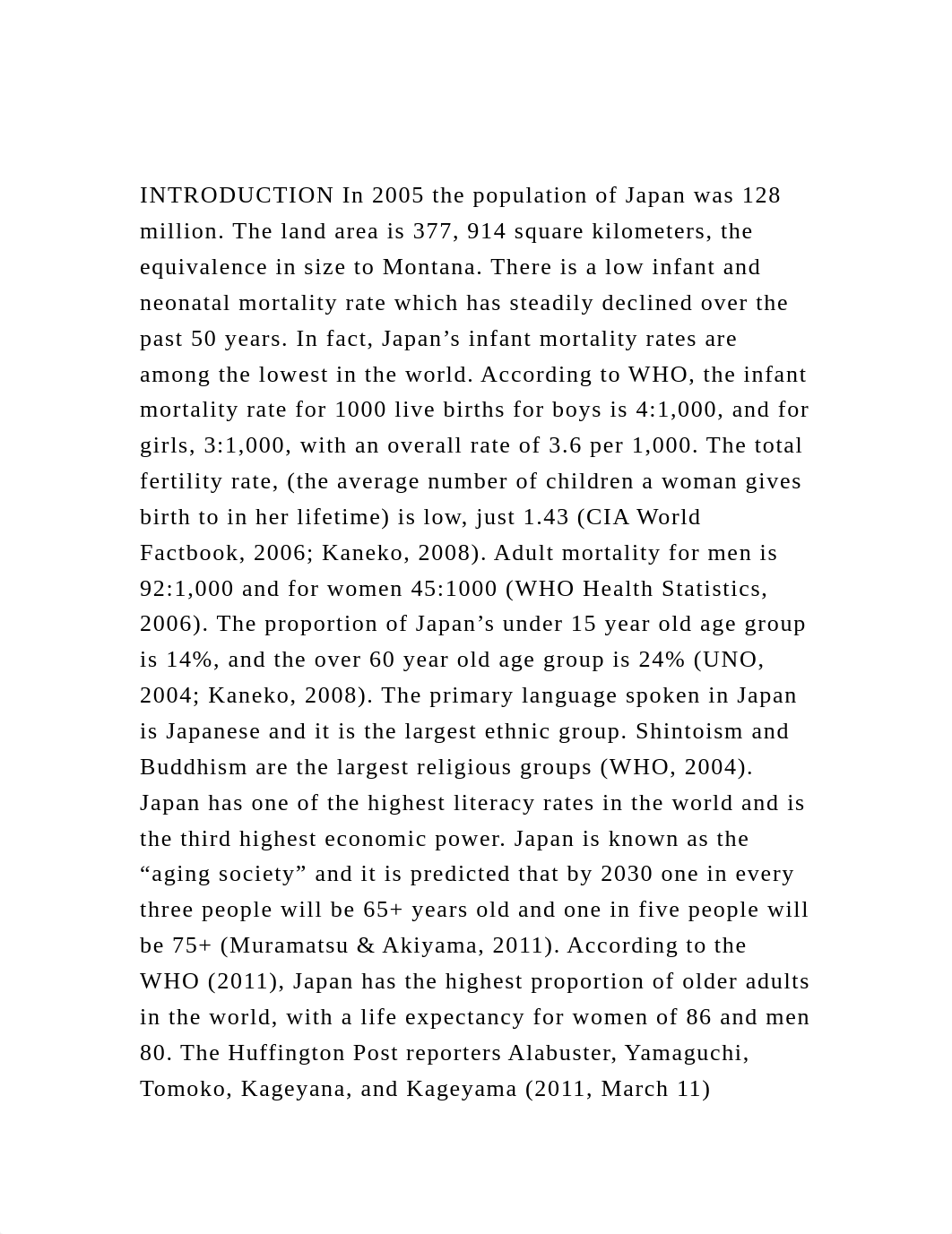 INTRODUCTION In 2005 the population of Japan was 128 million. The .docx_d5mh2tvi2x3_page2