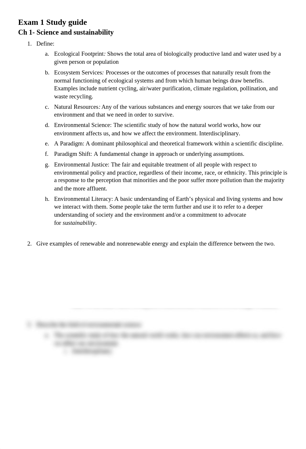 Exam 1 study guide  - Enviromental Science.docx_d5mysyxn8k4_page1