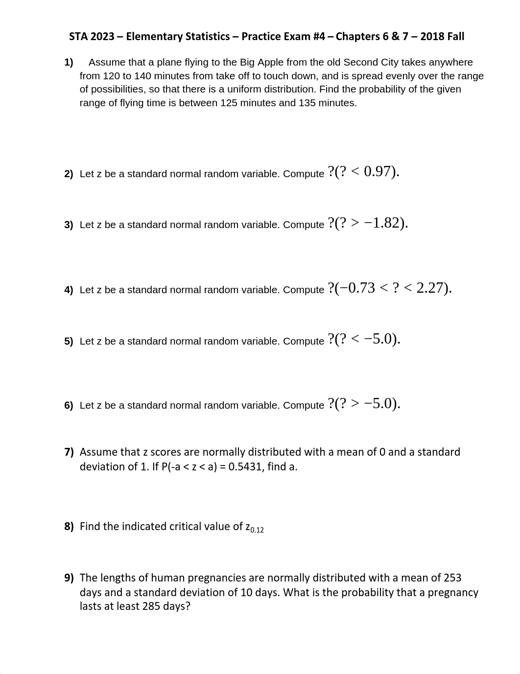 STA2023_2018_Fall_Practice Exam_4.pdf_d5n4pjnk0nx_page1