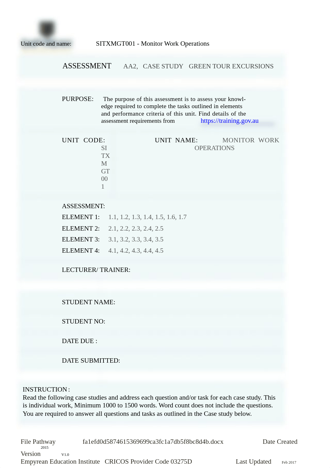 INT1863_JOTING HSIEH_SITXMGT001_ASSESSMENT2.docx_d5nsb9tlxa2_page1