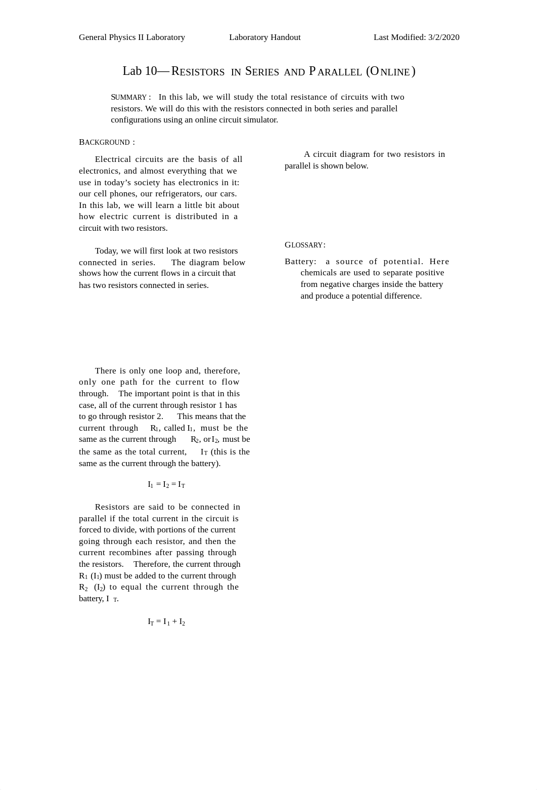 Lab 10 - Resistors in Series and Parallel (online).pdf_d5o0mdfl3lz_page1