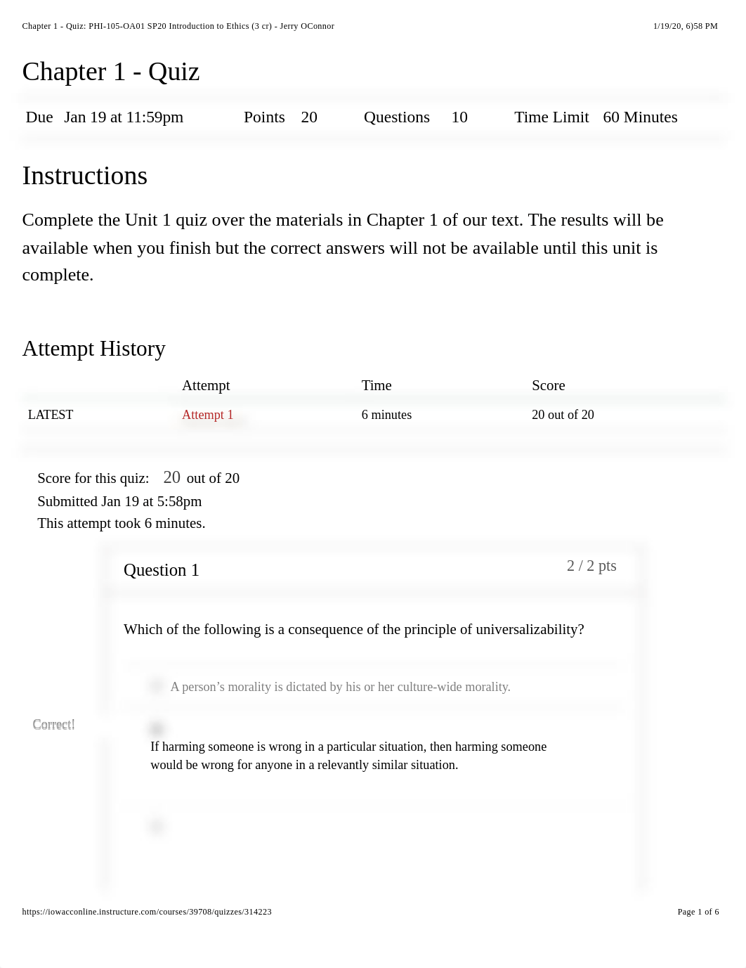 Chapter 1 - Quiz: PHI-105-OA01 SP20 Introduction to Ethics (3 cr) .pdf_d5oboswwwb7_page1