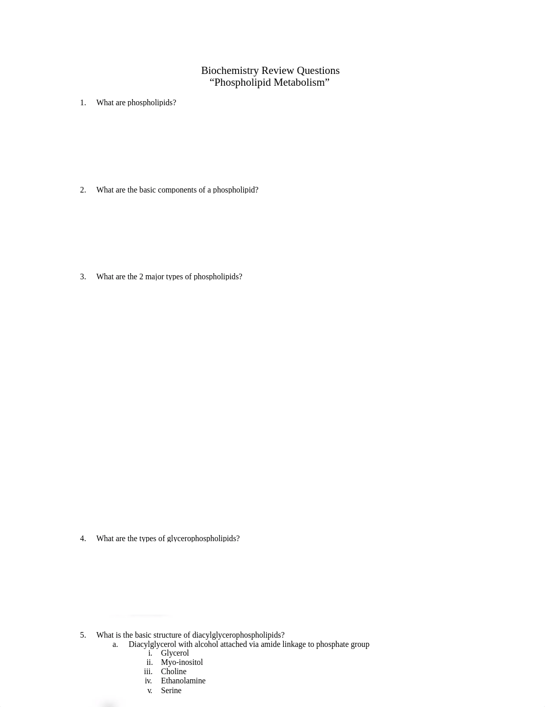 Biochemistry Review Questions - Phospholipid Metabolism_d5ohz5wkfcj_page1