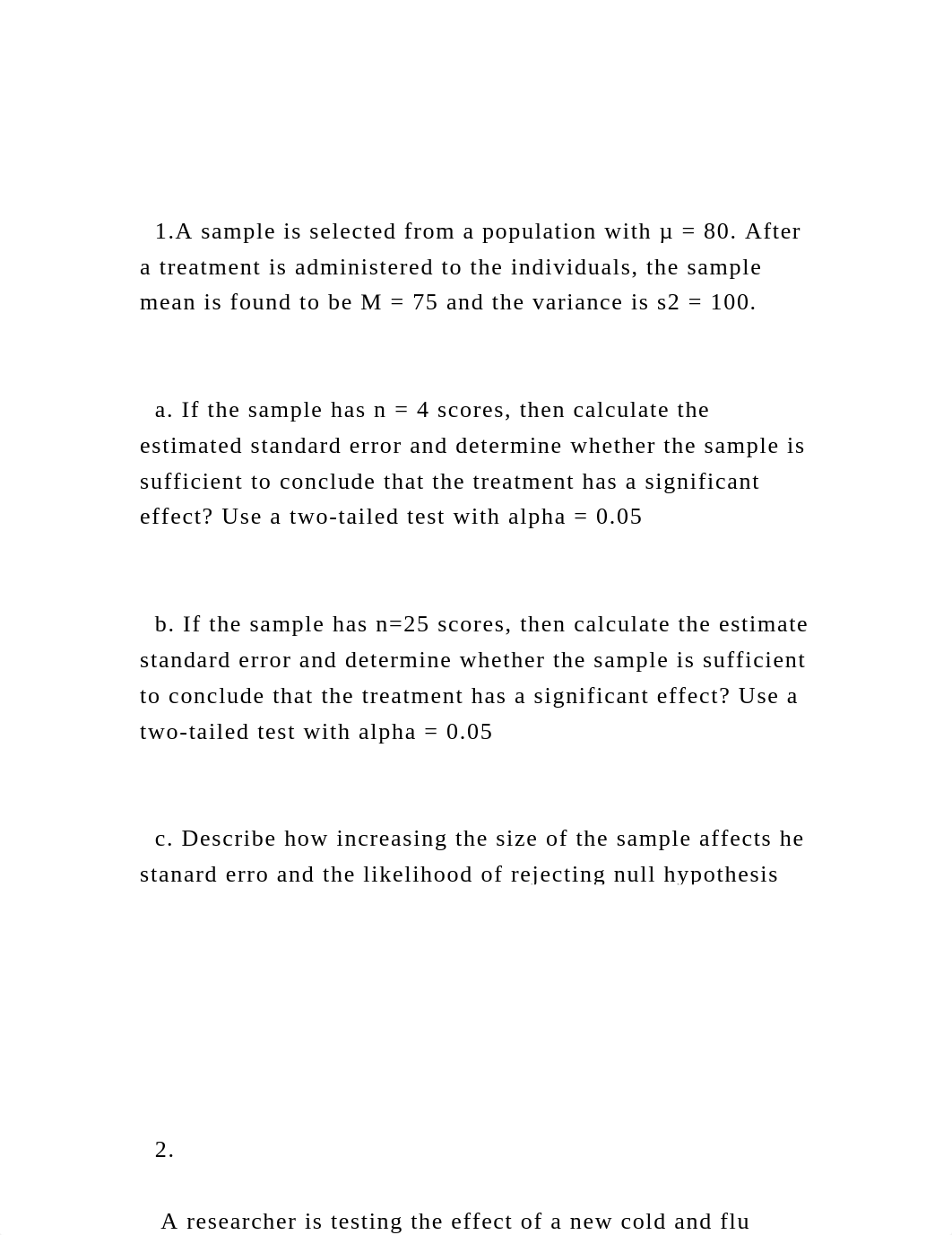 1.A sample is selected from a population with µ = 80. After a t.docx_d5p1yslmg25_page2