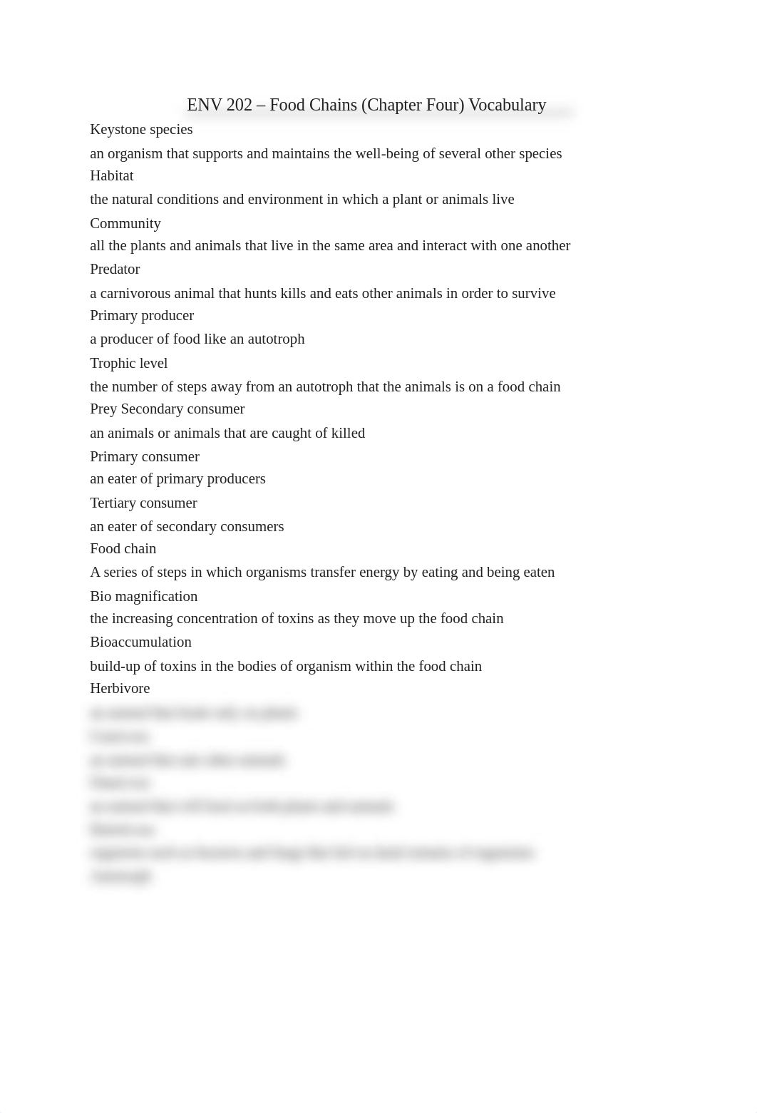 ENV 202 - Food Chains (Chapter Four) Vocabulary_d5p3wuvjdop_page1