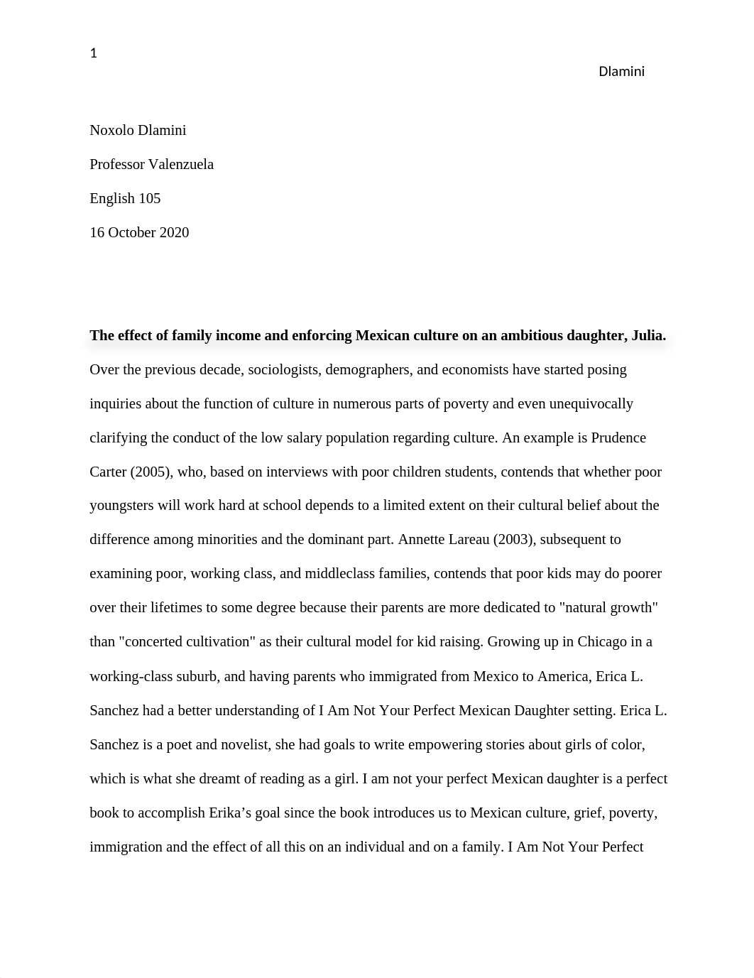 Noxolo Dlamini - Revised Final Draft of Essay 1- I am Not Your Perfect Mexican Daughter-1.docx_d5pe9lt57am_page1