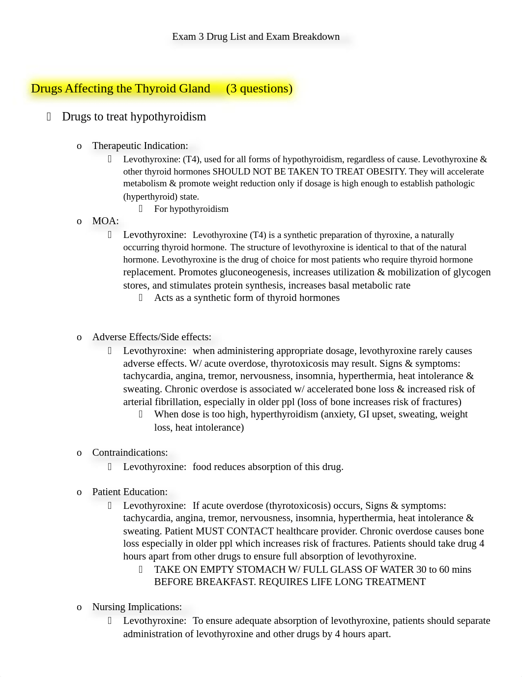 Exam 3 Drug List and Exam Breakdown.docx_d5pjf0ds4xz_page1