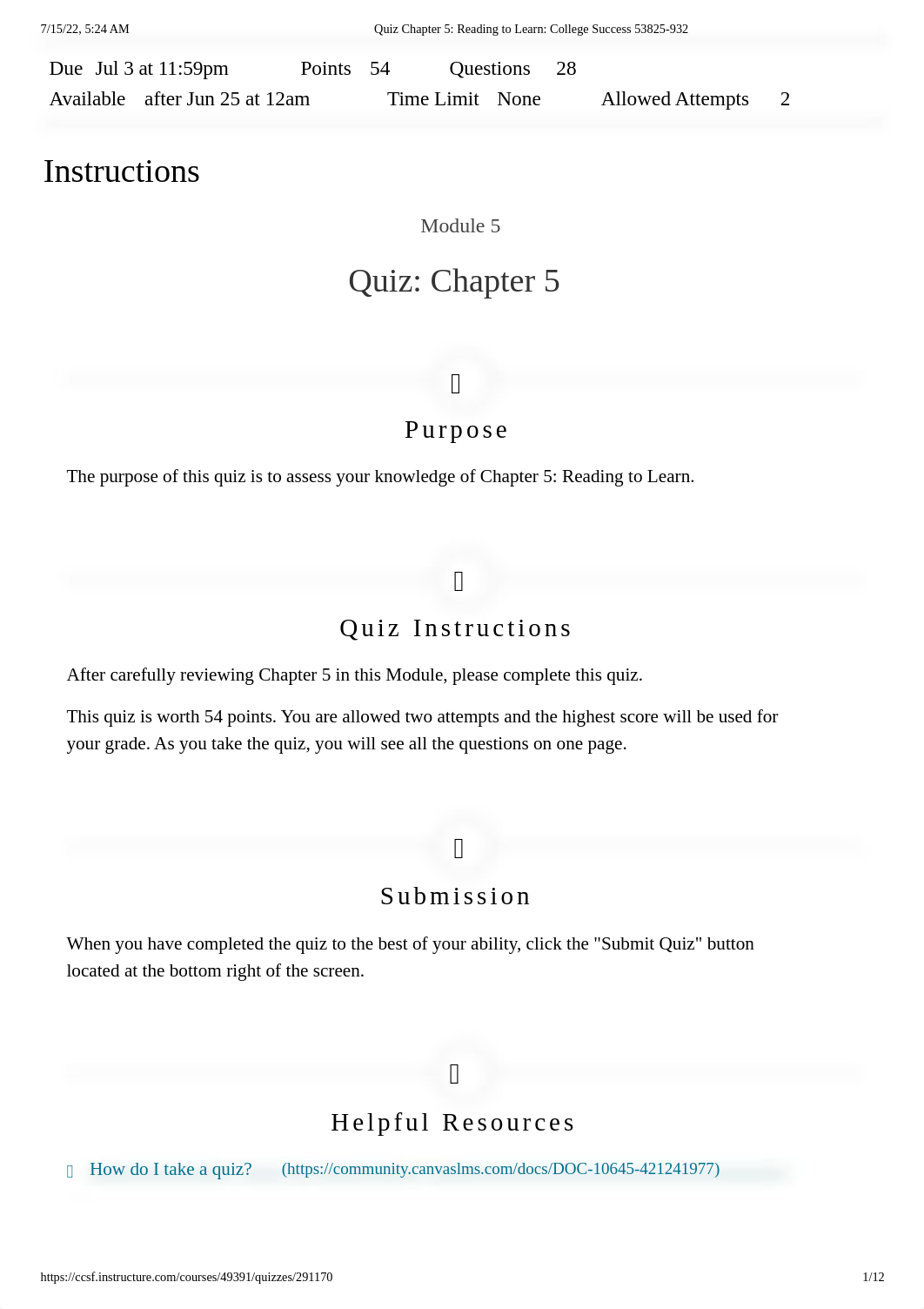 Quiz Chapter 5_ Reading to Learn_ College Success 53825-932.pdf_d5q8h8vj02x_page1