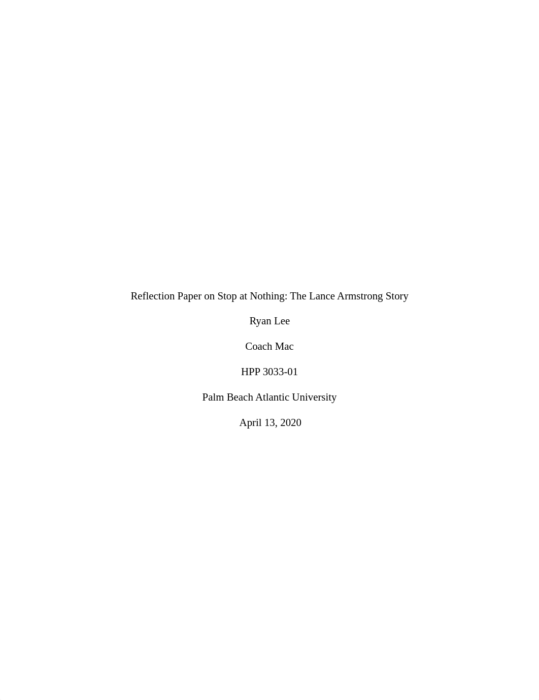 Reflection Paper on Stop at Nothing: The Lance Armstrong Story.pdf_d5qml4kuck6_page1