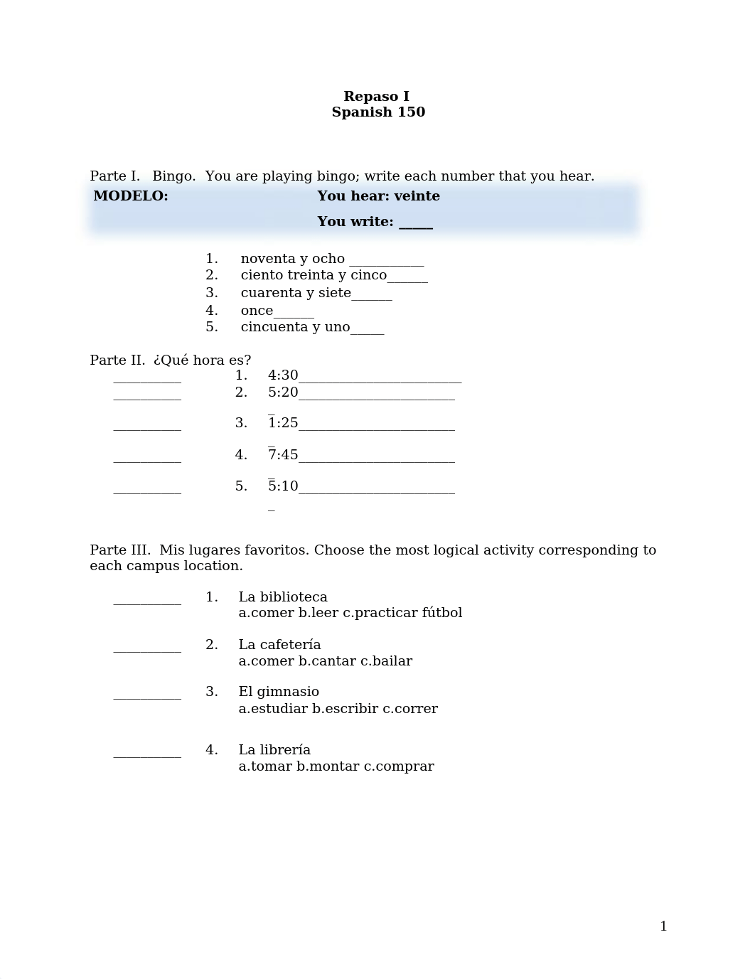 Span 150 Examen 1 Repaso Study Guide Final Fall 2017 (1).docx_d5qyvm93h9u_page1