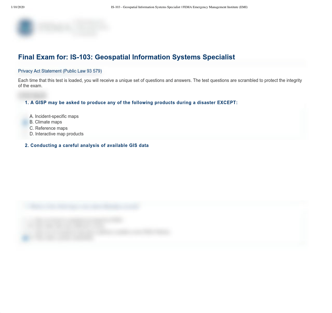 IS-103 - Geospatial Information Systems Specialist _ FEMA Emergency Management Institute (EMI) 1.pdf_d5qz7i0jmka_page1