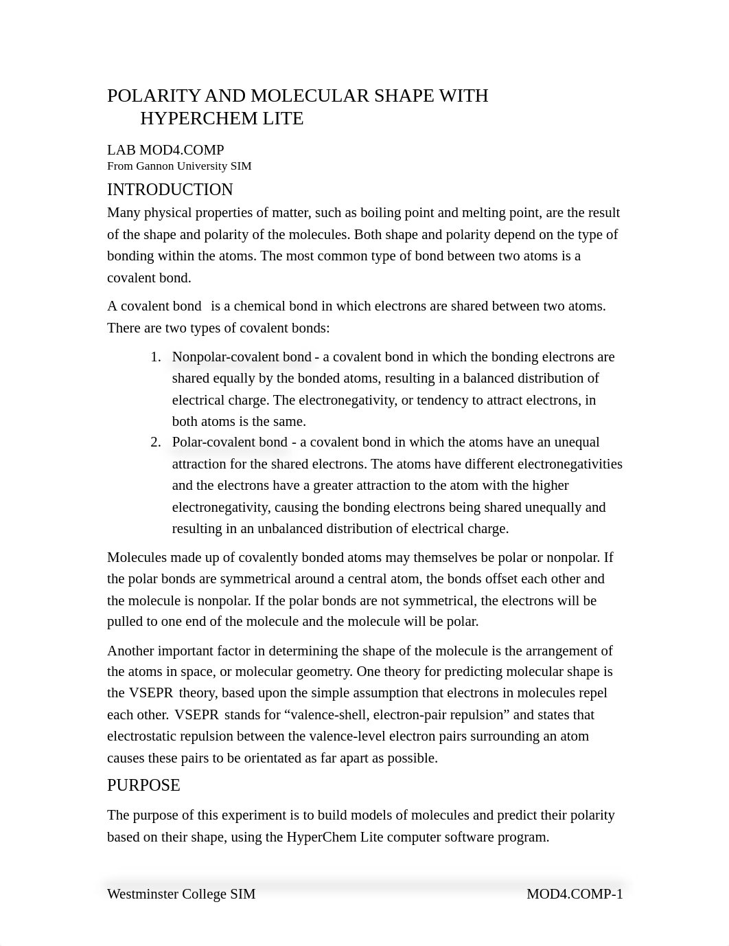 6. Polarity and Molecular Shape with HyperChemLite.pdf_d5r8kiddn6x_page1