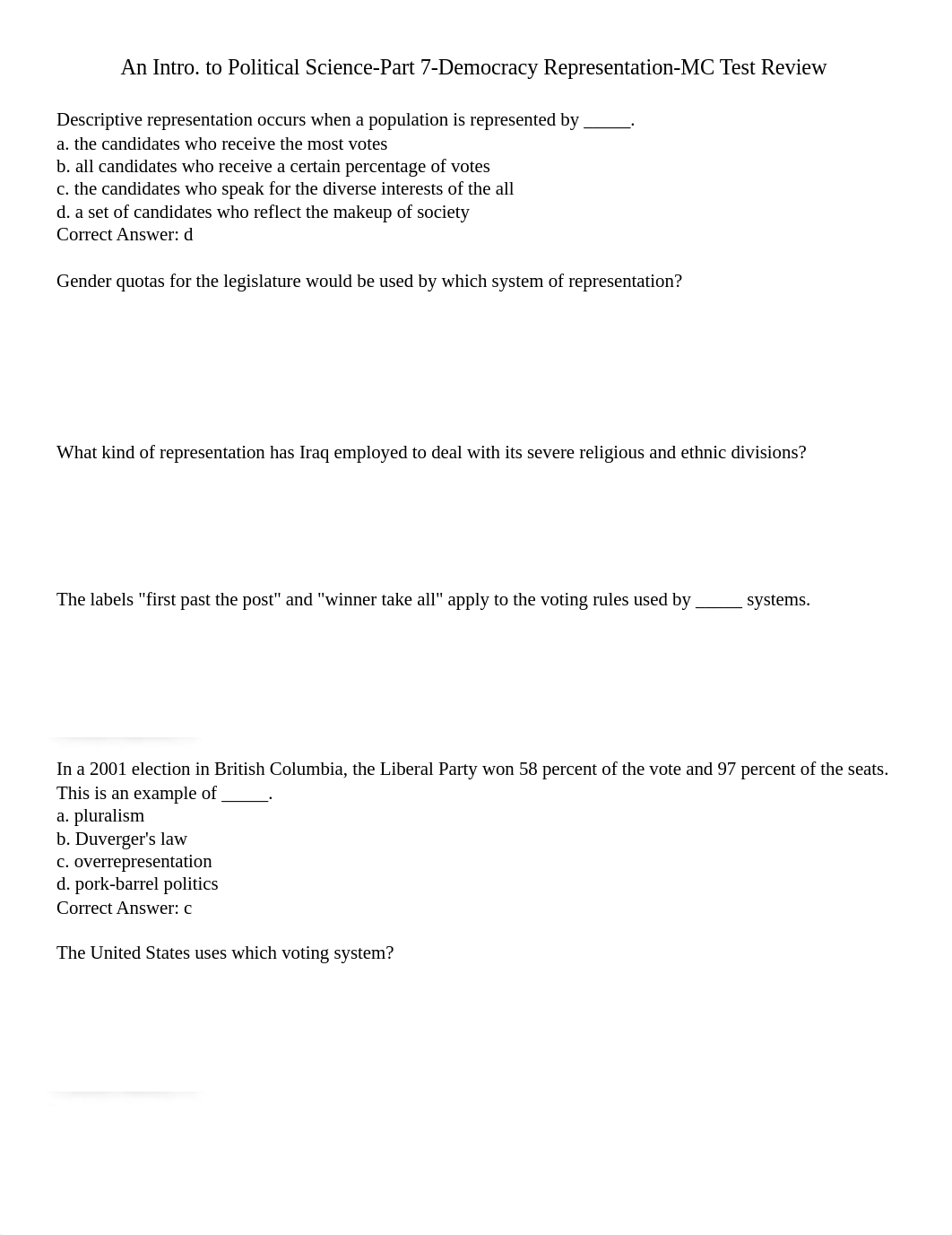 An Intro. to Political Science-Part 7-Democracy Representation-MC Test Review.docx_d5ri2xp9bje_page1