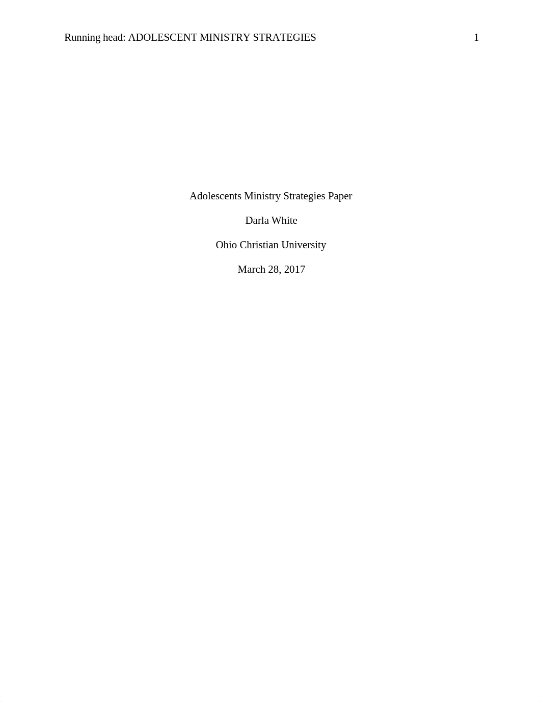 Darla White - Week 4 - Adolescent Ministry Strategies Paper.docx_d5s5k93z8zc_page1