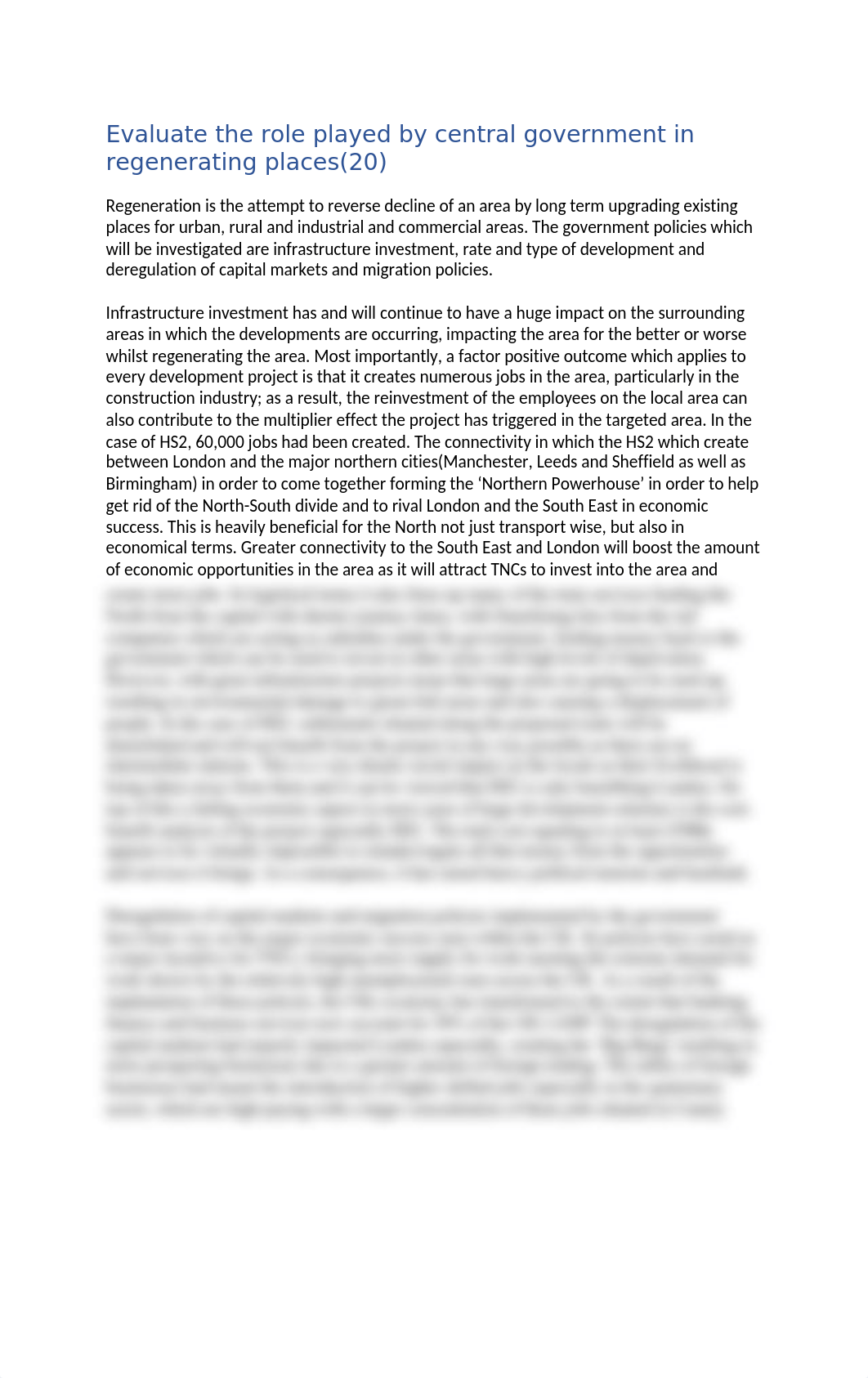 Evaluate the role played by central government in regenerating places.docx_d5sdlq0pv9i_page1