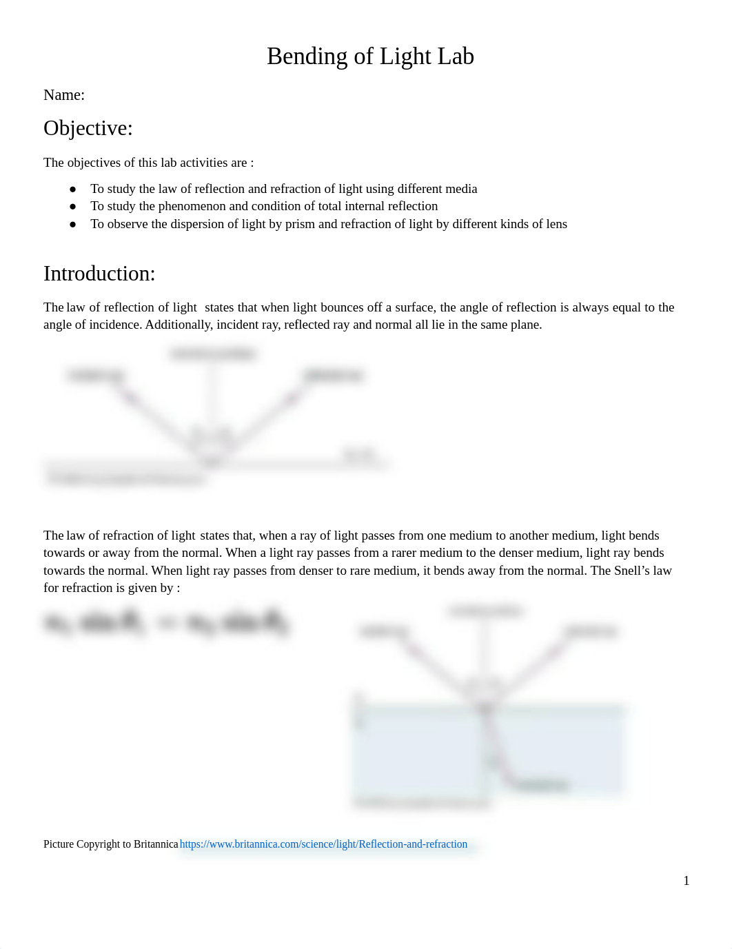 Reflection and Refraction of Light Lab.pdf_d5sshpc6qf8_page1