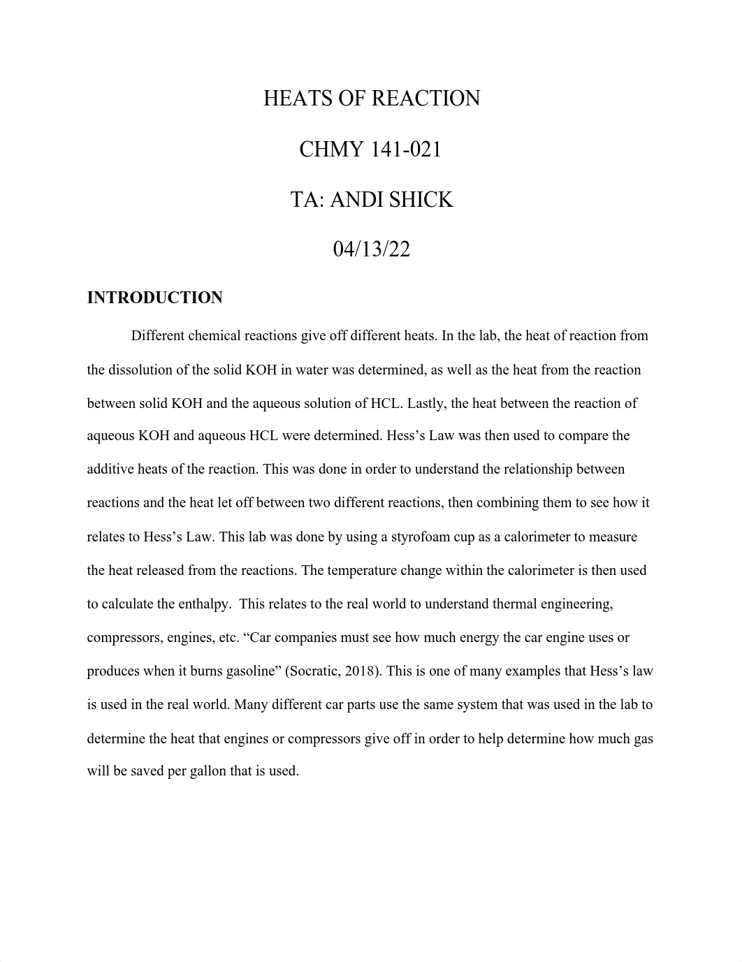 Lab 20 Heats of Reaction Lab Report (1).pdf_d5t108evmuo_page1