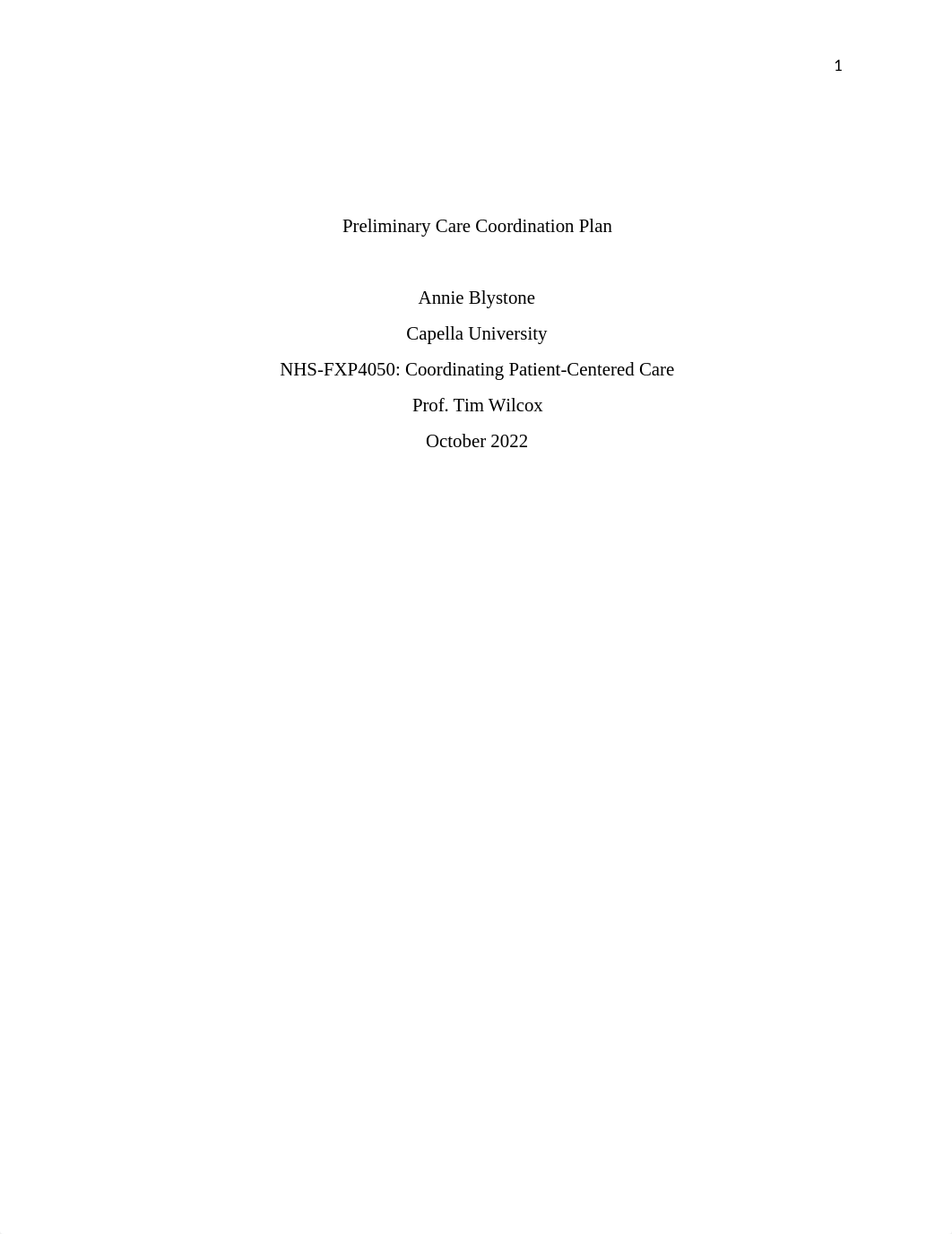 Annie Blystone assessment 1 Preliminary Care Coordination Plan.docx_d5tanayabdf_page1