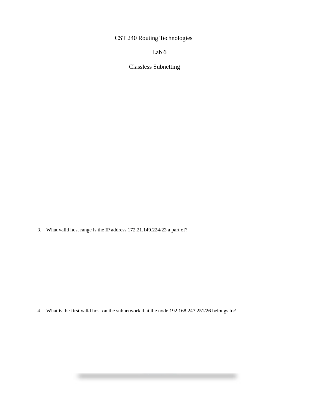 Lab 6 (Classless Subnetting) answers.docx_d5tfrhf7b6y_page1