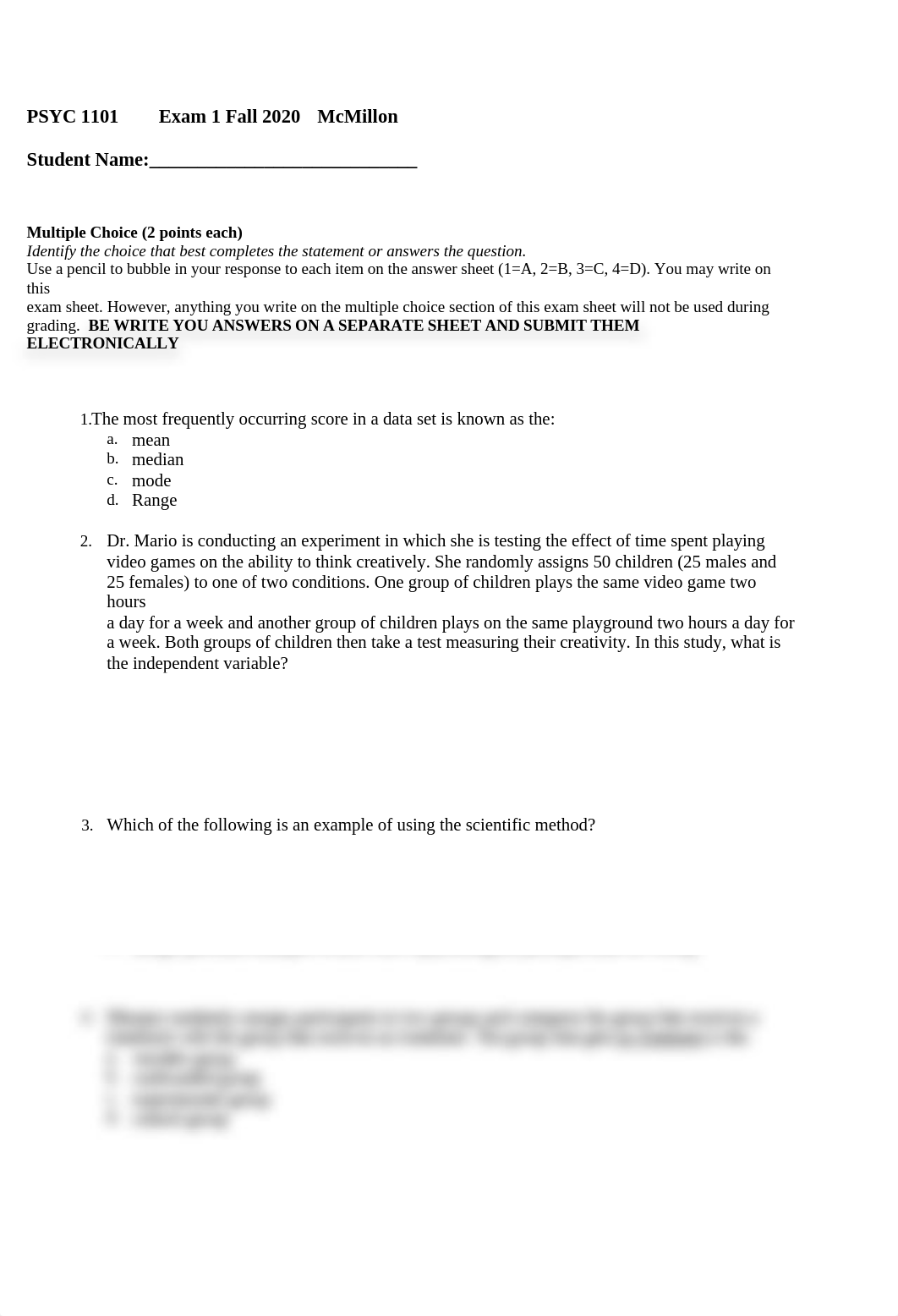 McMillon Exam 1 (Fall 2020) - Multiple Choice student.doc_d5tledz58s1_page1