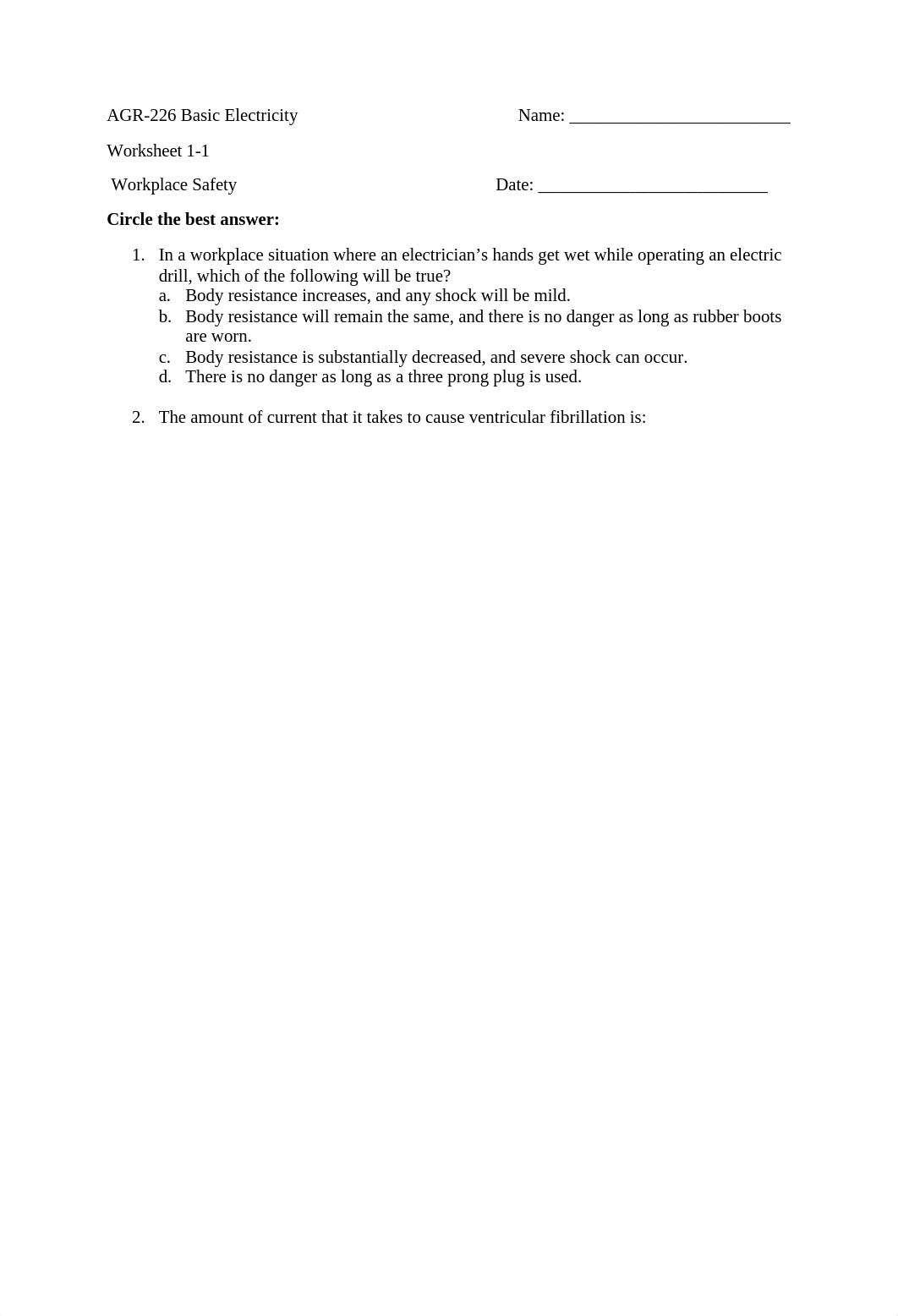 AGR-226 Basic Electricity-Work sheet 1-1.doc_d5tpz2u2y0g_page1