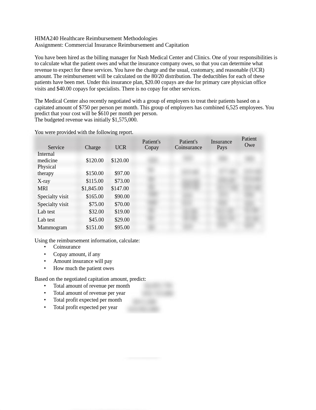 Week 2 HIMA240-Commercial Insurance and Capitation Assignment- Answer key (1).pdf_d5tvailwhzl_page1