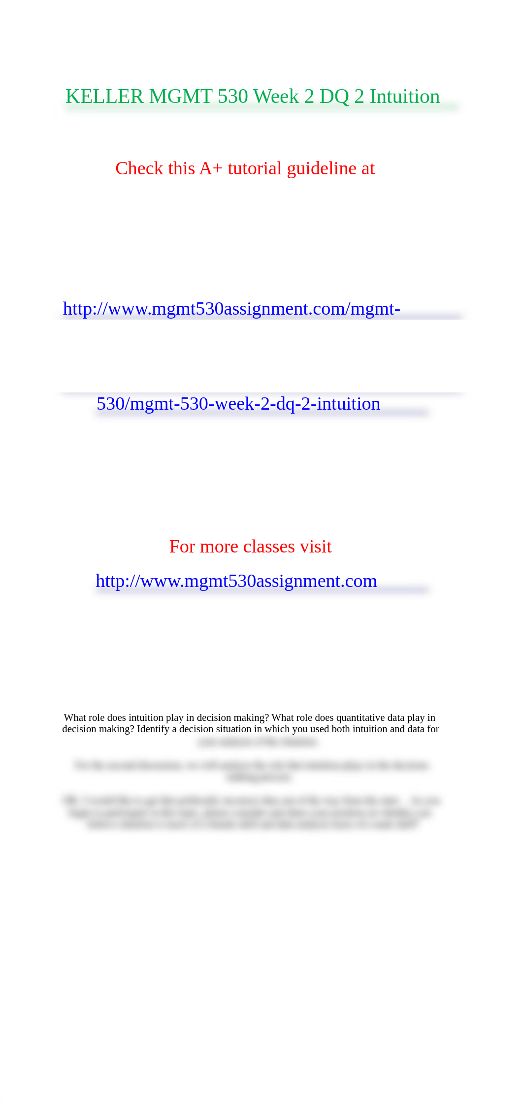 KELLER MGMT 530 Week 2 DQ 2 Intuition_d5uabuwytzf_page1