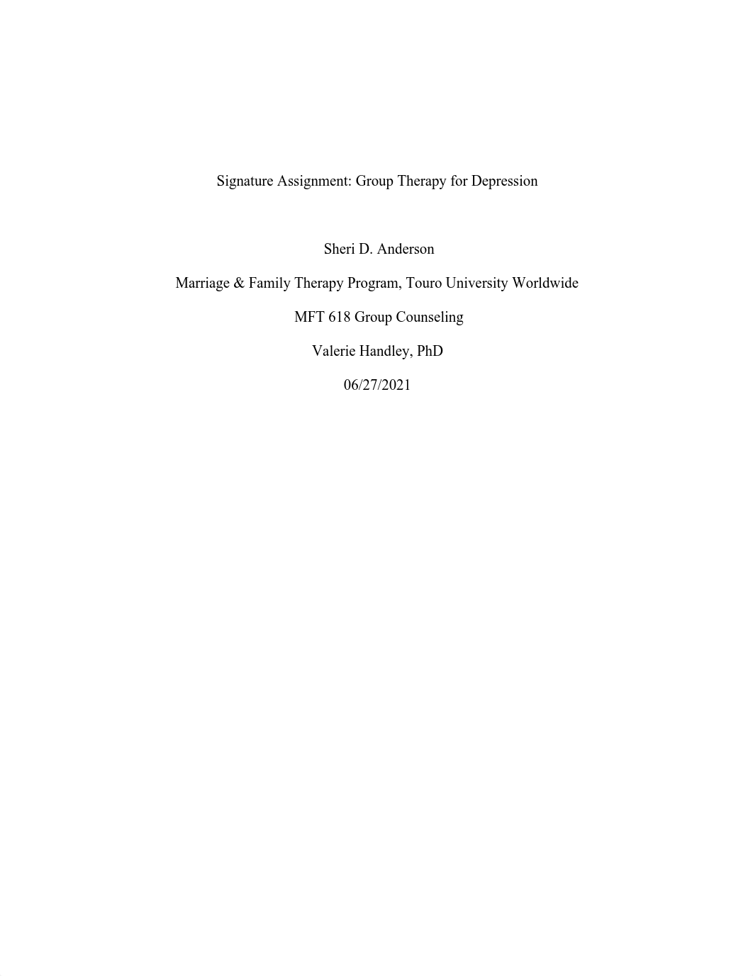 Signature Assignment final Group Therapy for Depression.pdf_d5v2ibb8509_page1