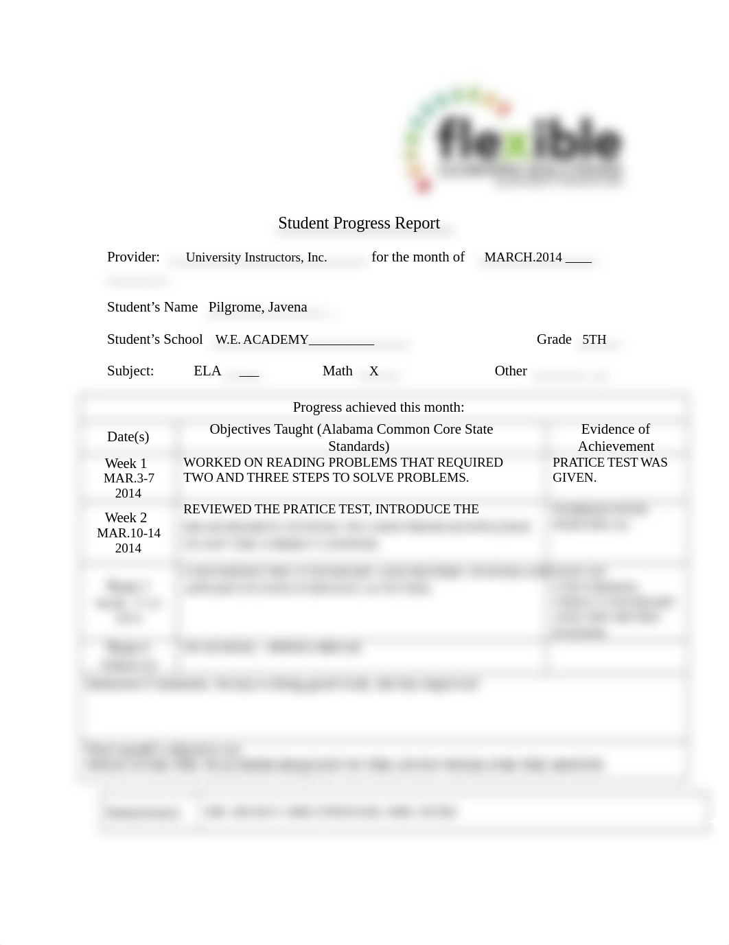 Student Progress Report Pilgrome,Jav-MARCH.doc_d5vbkigramu_page1