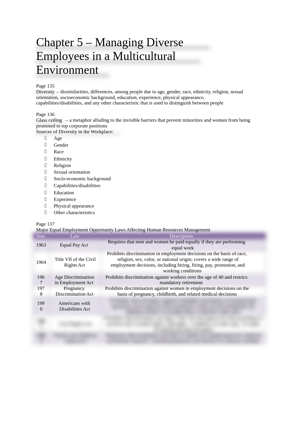 Study Guide - Chapter 5 - Managing Diverse Employees in a Multicultural Environment_d5vjsr3i3vf_page1