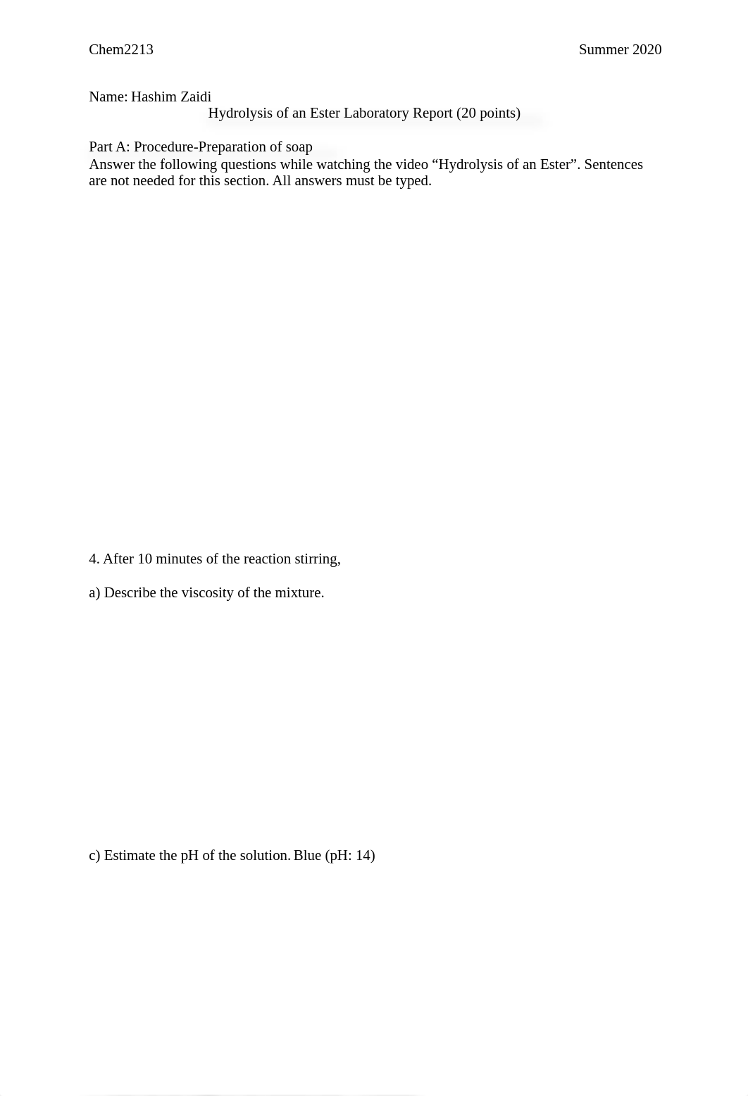 Hydrolysis of an ester Lab report sum20v2.pdf_d5vr3fb9e7b_page1