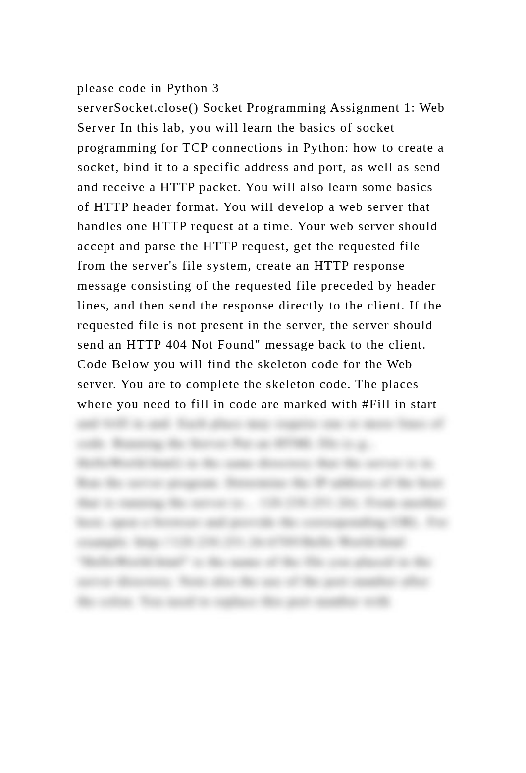 please code in Python 3serverSocket.close() Socket Programming Ass.docx_d5vs5gtfet7_page2