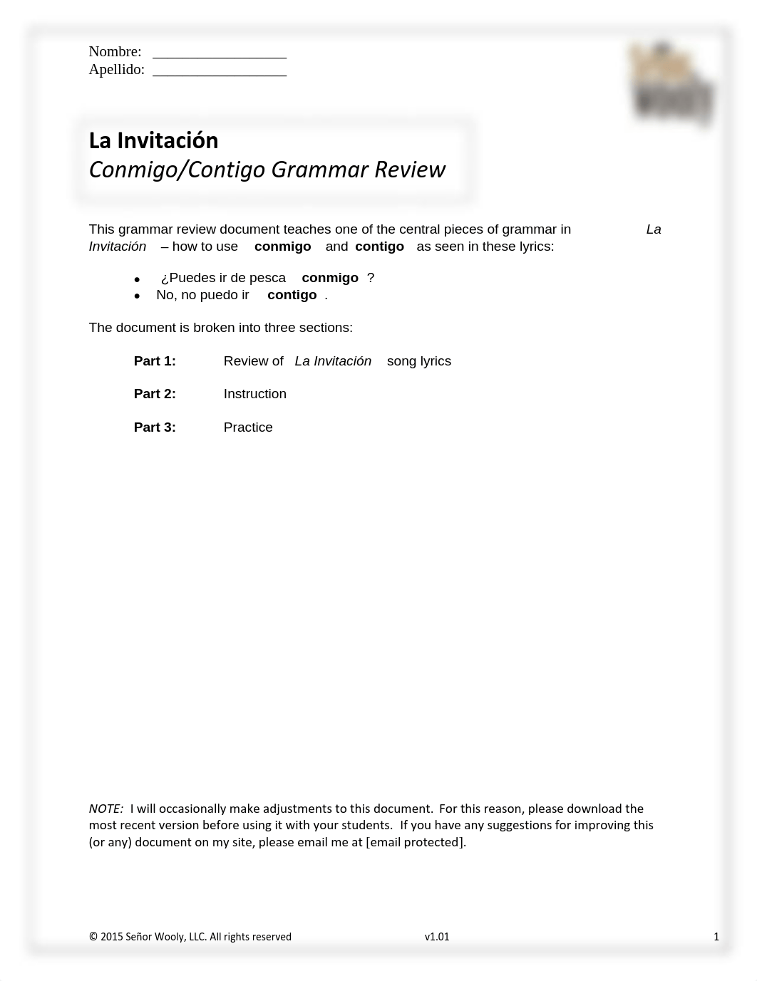 Salome Pena - grammar packet LA INVITACIÓN.pdf_d5w3s6fo7kw_page1