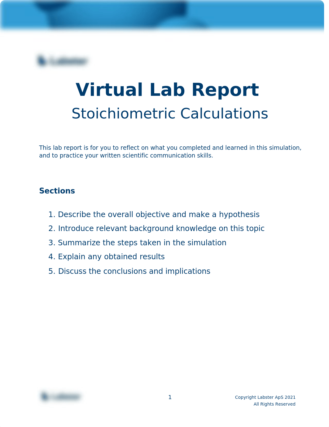 Labster Stoichiometric Calculations Lab Report.pdf_d5wbi6e735e_page1