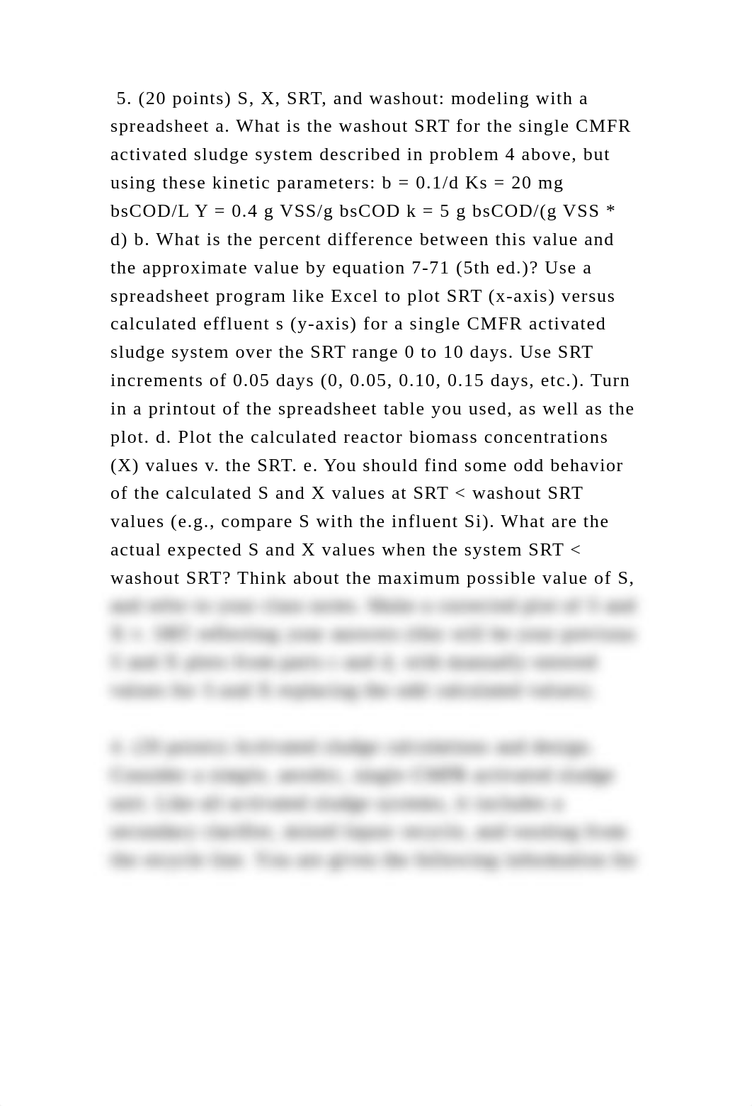 5. (20 points) S, X, SRT, and washout modeling with a spreadsheet a..docx_d5xc479n373_page2