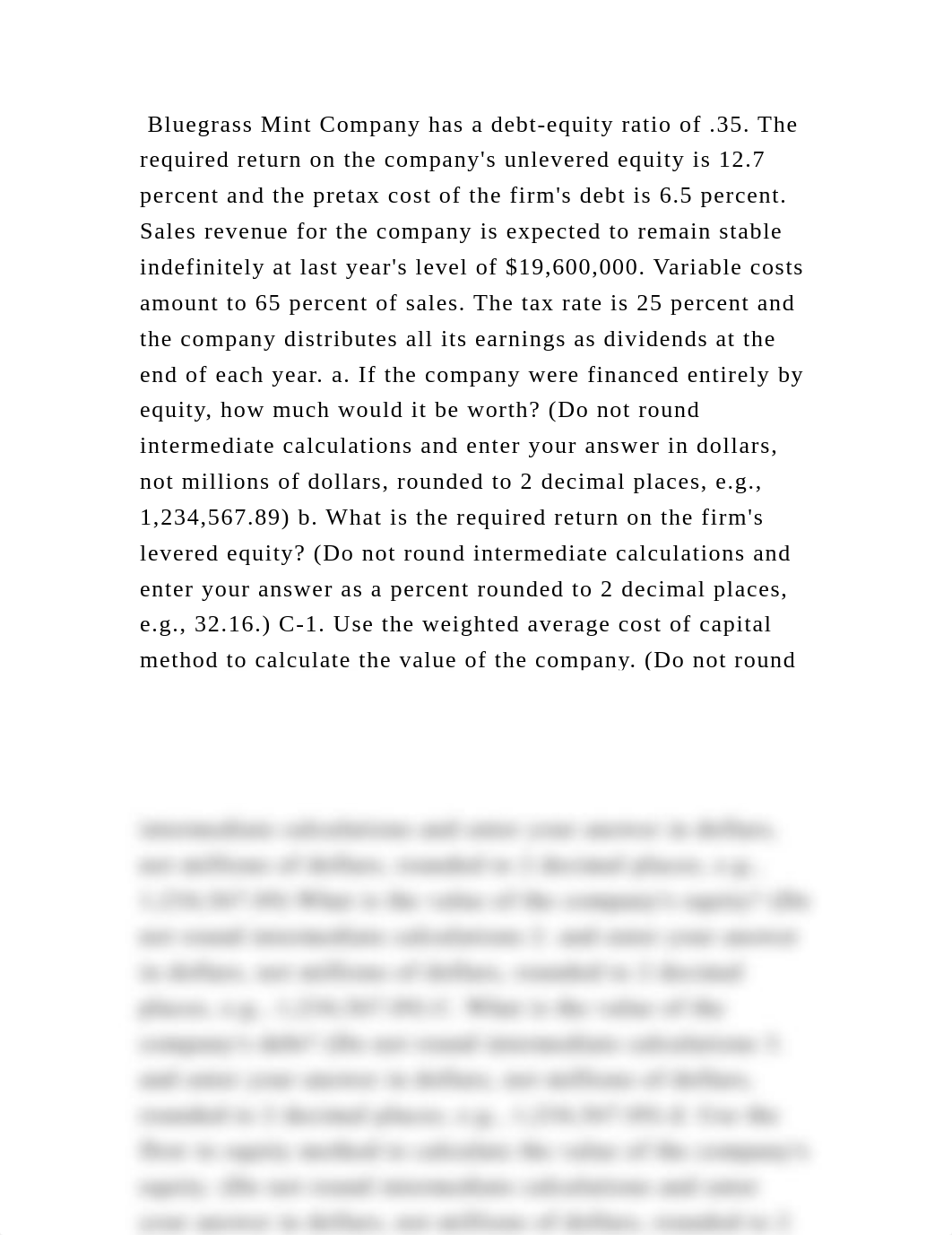 Bluegrass Mint Company has a debt-equity ratio of .35. The required r.docx_d5xedl814hr_page2