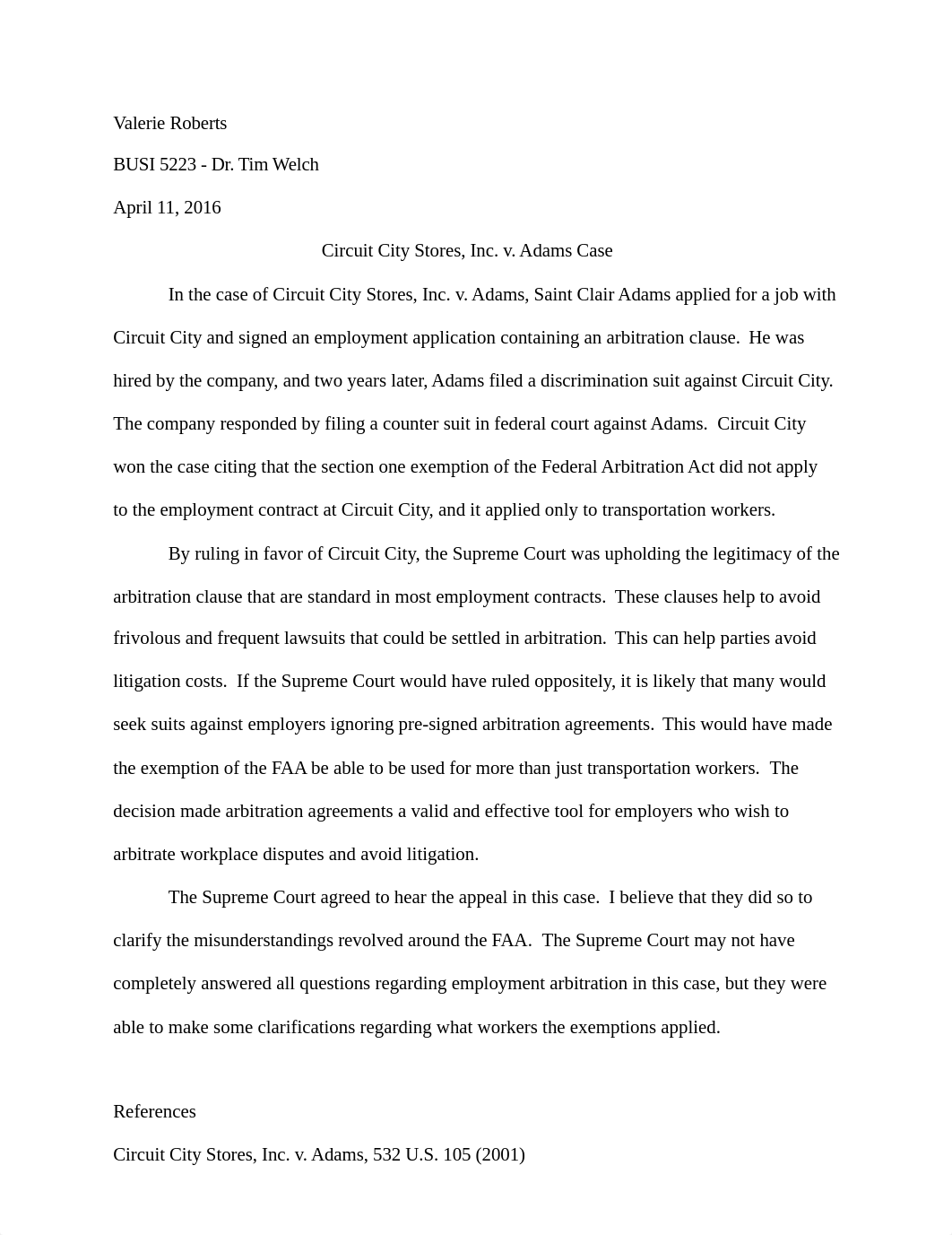 Valerie Roberts - BUSI 5223 - Circuit City v. Adams Case_d5xgnnxkhev_page1