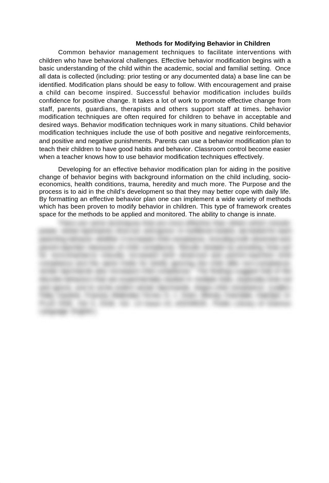 Methods for Modifying Behavior in Children - Wk 4 Research Paper.docx_d5xh6nd5b6e_page1