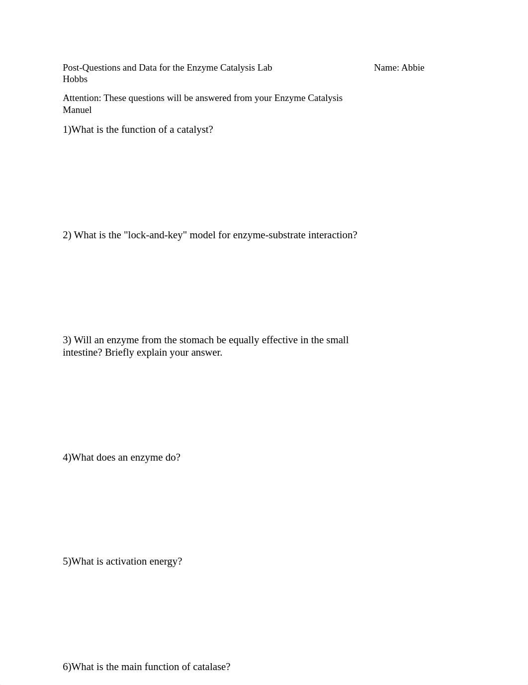 Enzyme Catalysis- Post lab questons and Data.docx_d5xnj0vvo9j_page1