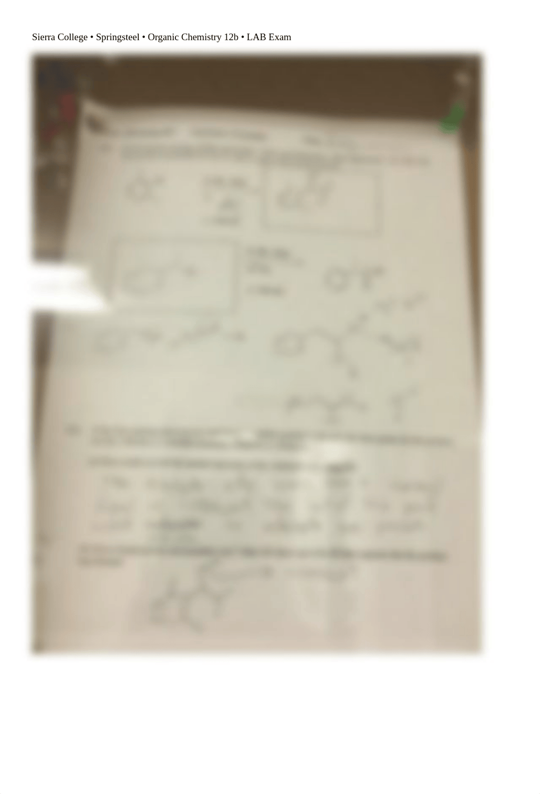 Sierra College Springsteel ochem 12b LAB exam_d5xoyxxhcm7_page1