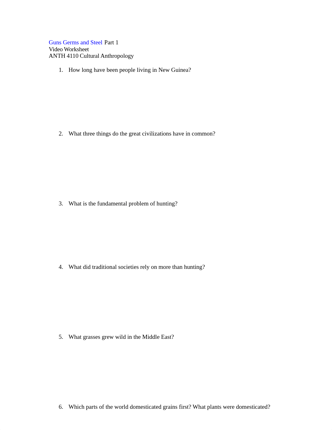 Guns Germs and Steel Part 1 video worksheet Questions.docx_d5xqgj4qy2g_page1