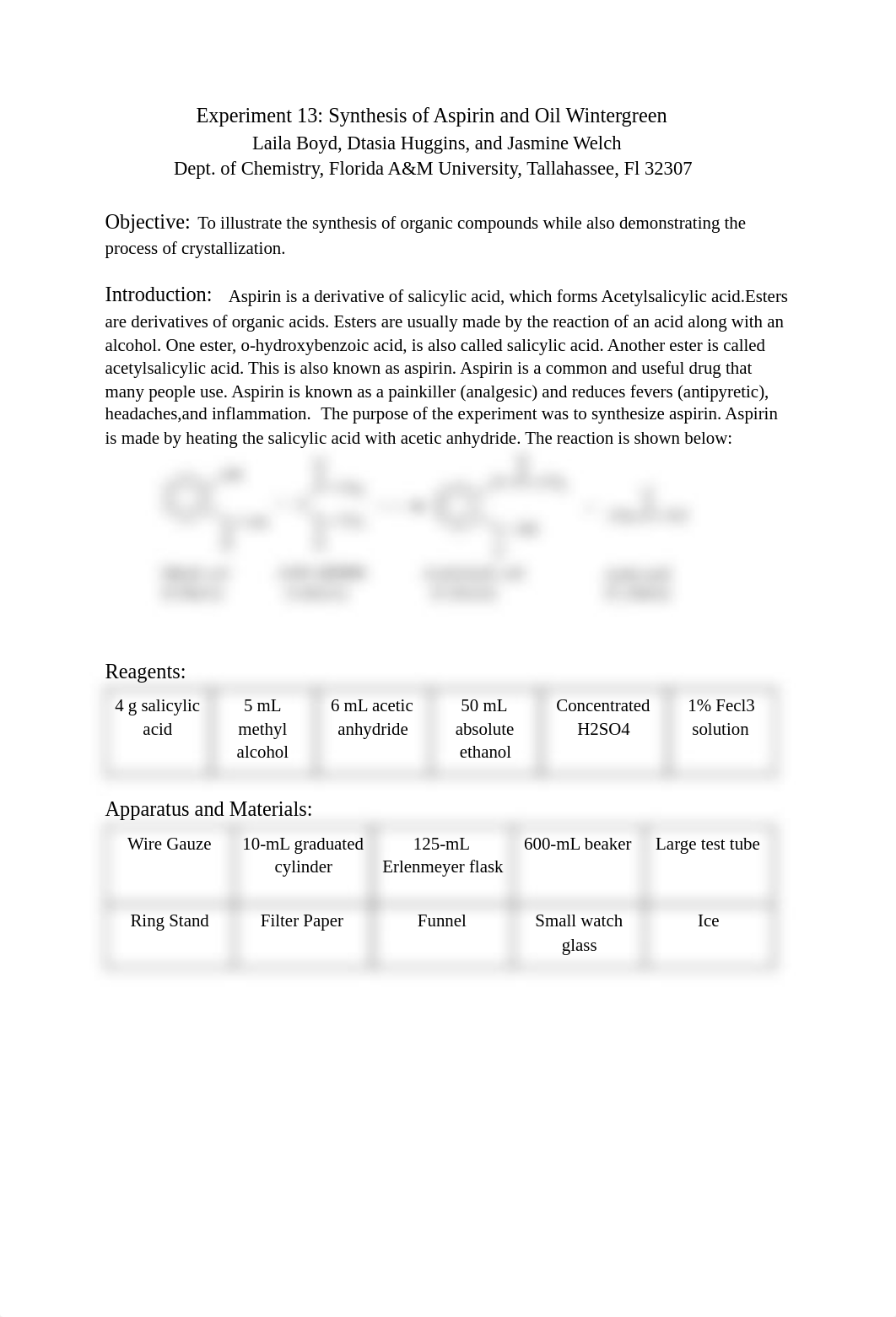 Experiment 13_ Synthesis of Aspirin and Oil Wintergreen (1).pdf_d5xxd5z591m_page1